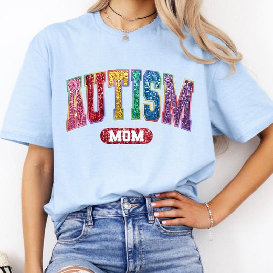 Autism Mom Faux Glitter