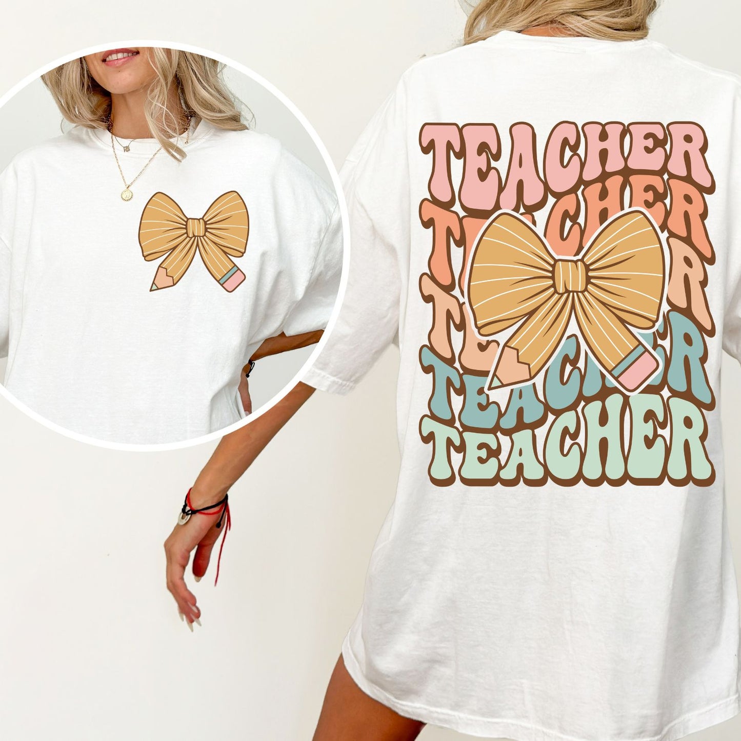 Teacher Pencil Bow with Pocket