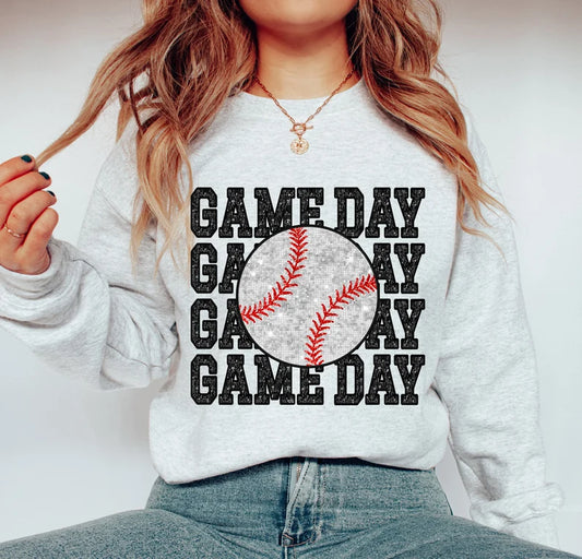 Baseball Game Day Faux Glitter