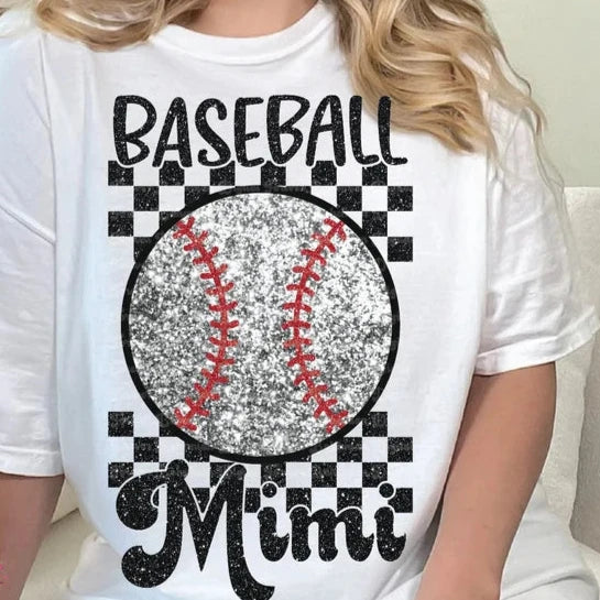 Baseball Mimi Faux Glitter